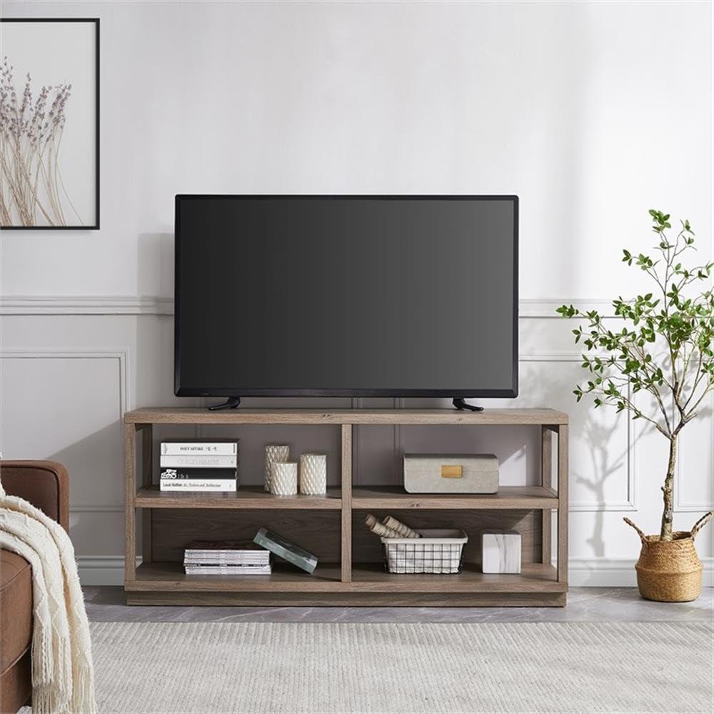 Evelyn&Zoe Thalia Rectangular TV Stand for TV's up to 60", Antique Gray Oak
