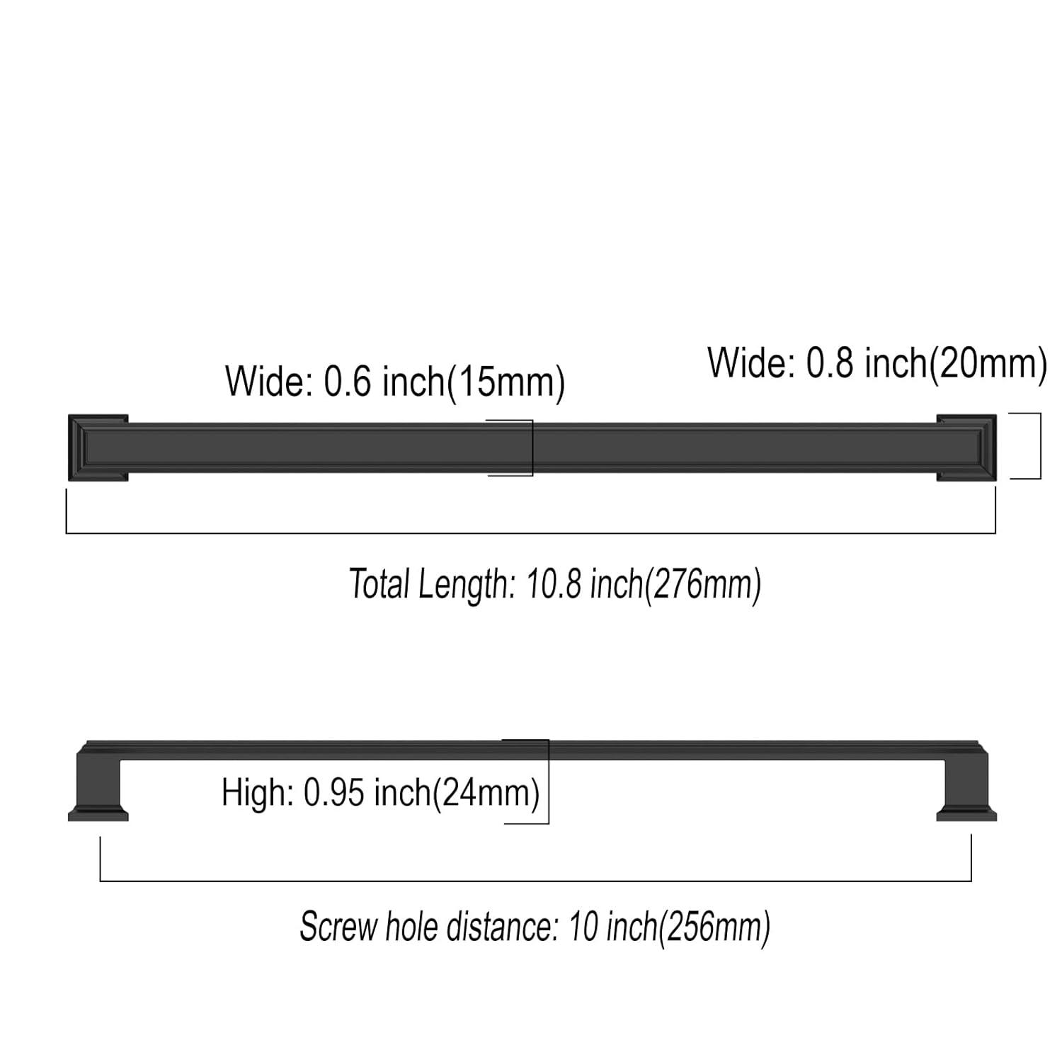 Asidrama 10 Pack 10 Inch(256mm) Matte Black Kitchen Cabinet Handles, Cabinet Pulls Kitchen Cabinet Hardware for Cupboard Drawer Pulls