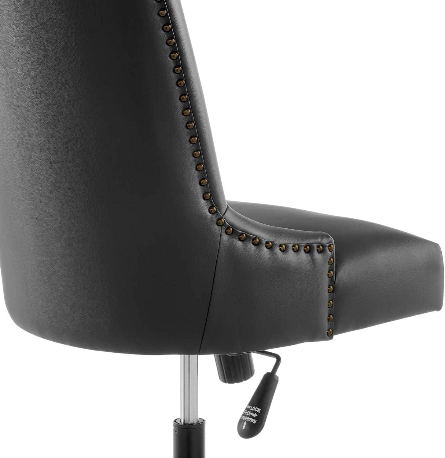 Modway Empower Channel Tufted Vegan Leather Office Chair Black: Metal Frame, Adjustable Height, Modern Style