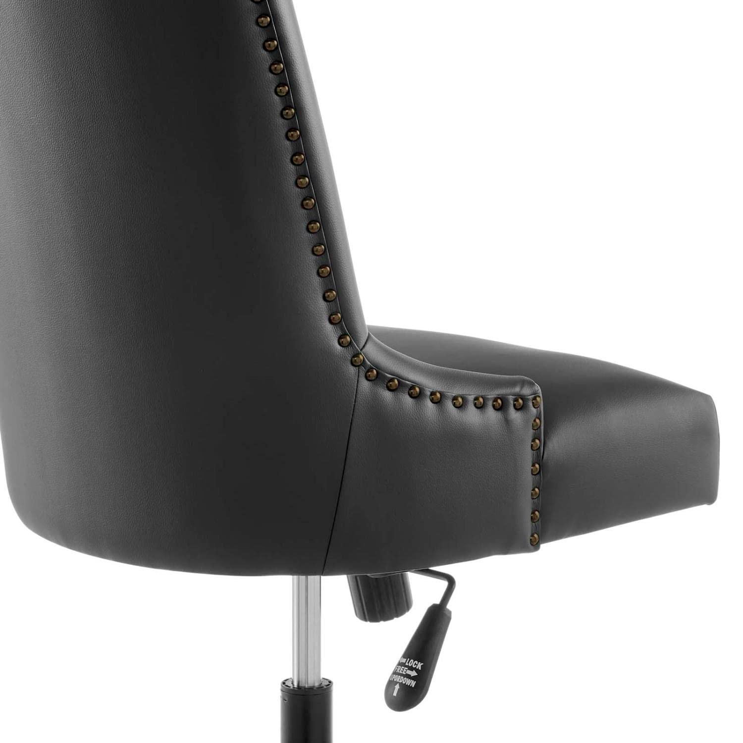 Modway Empower Channel Tufted Vegan Leather Office Chair Black: Metal Frame, Adjustable Height, Modern Style