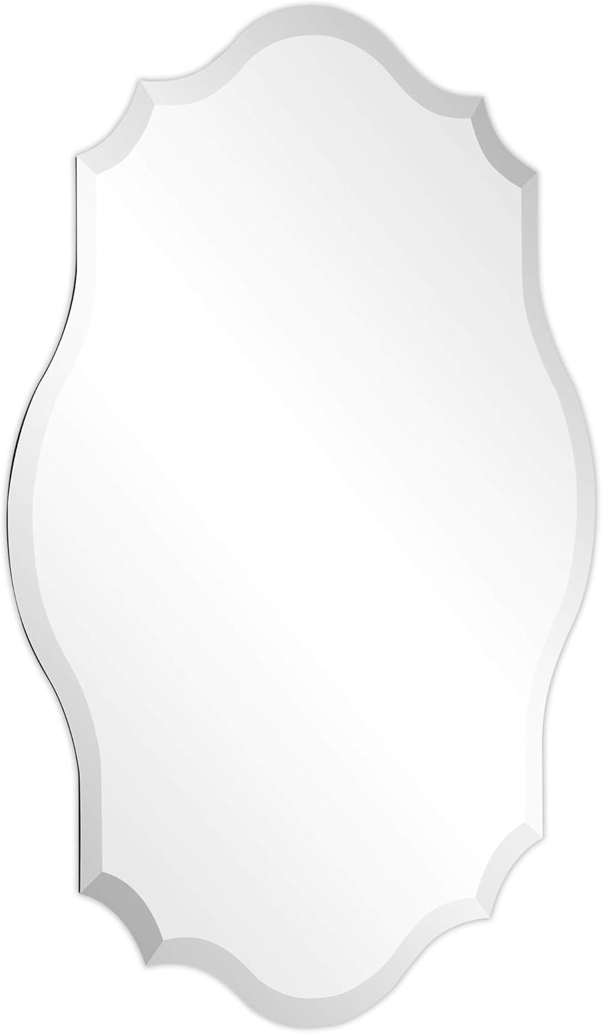 Empire Art Direct Frameless Beveled Oblong Elegant Scalloped Wall Mirror 30 in. x 40 in. x 0.39 in.