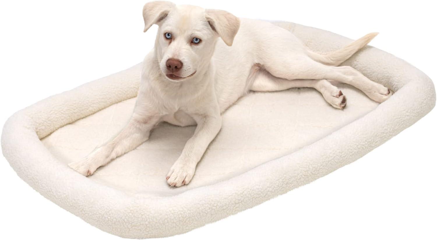 FurHaven Faux Lambswool Crate Bolster Pet Bed