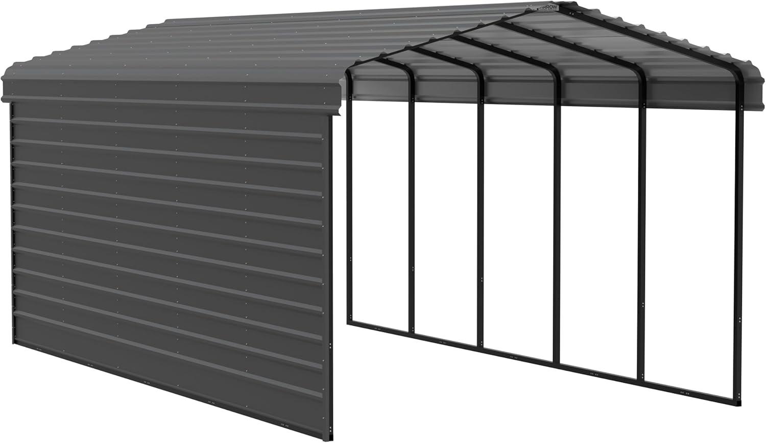 Arrow 24 x 12 ft Eggshell Carport with 1-sided Enclosure