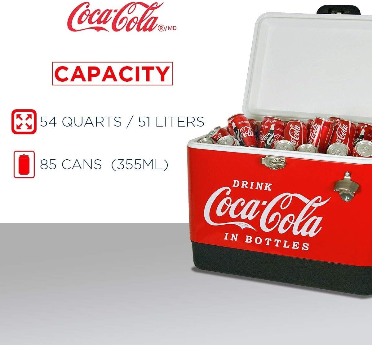 Coca-Cola Coca-Cola Ice Chest Cooler with Bottle Opener, 51L (54 qt), 85 Cans