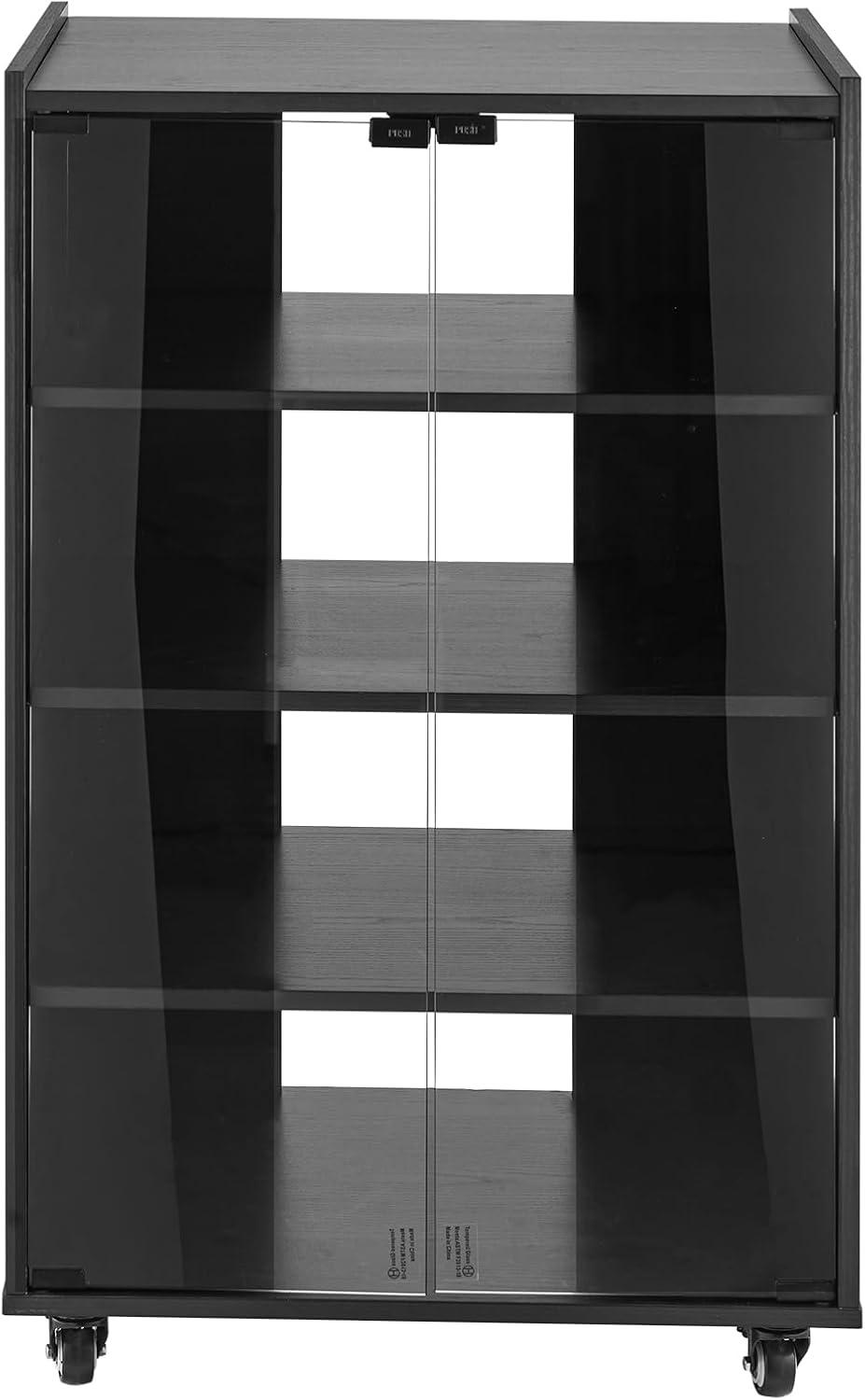 VEVOR 5-Tier AV Media Stand with Wheels, Wooden Audio-Video Media Stand for DVD Players/Cable Boxes/Games Consoles