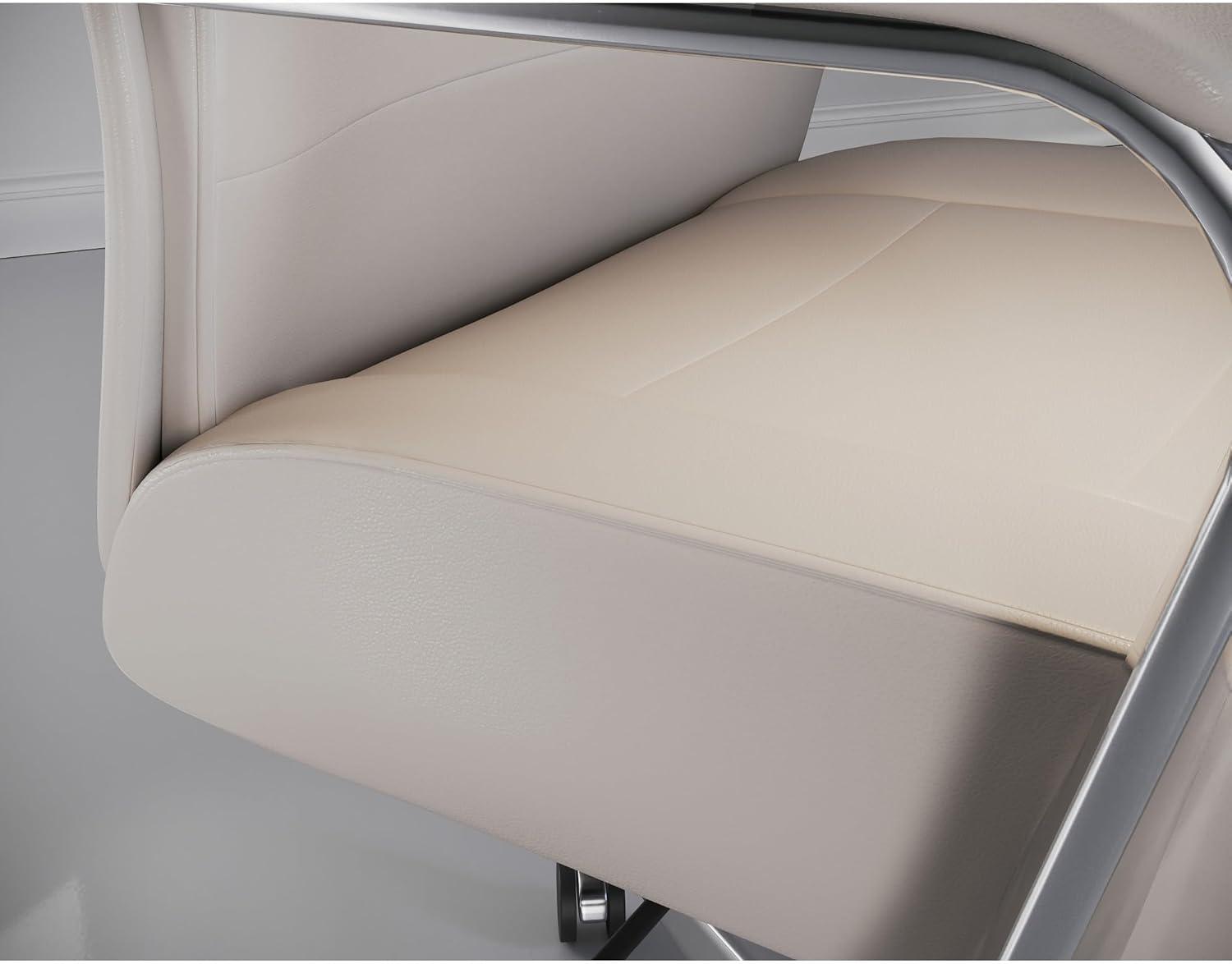 Orren Ellis Vegan Leather High-Back Executive Office Chair, Sand/Chrome, S