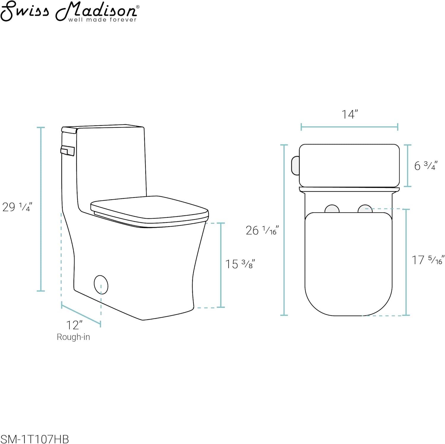 Concorde One-Piece Square Toilet Side Flush, Black Hardware 1.28 gpf