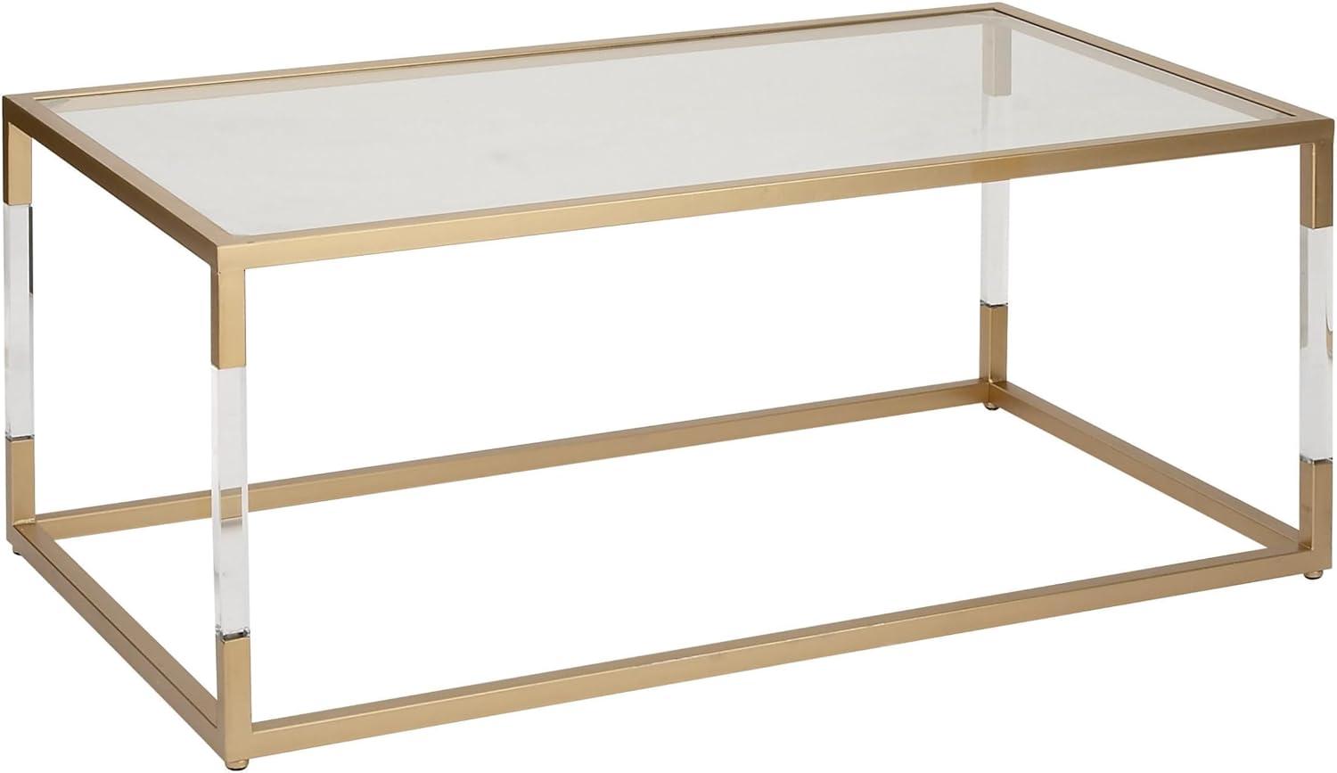 Metal and Glass Coffee Table Gold - Olivia & May: Elegant Iron Frame, No Assembly, Contemporary Design