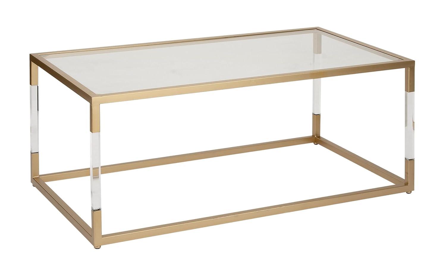 Metal and Glass Coffee Table Gold - Olivia & May: Elegant Iron Frame, No Assembly, Contemporary Design