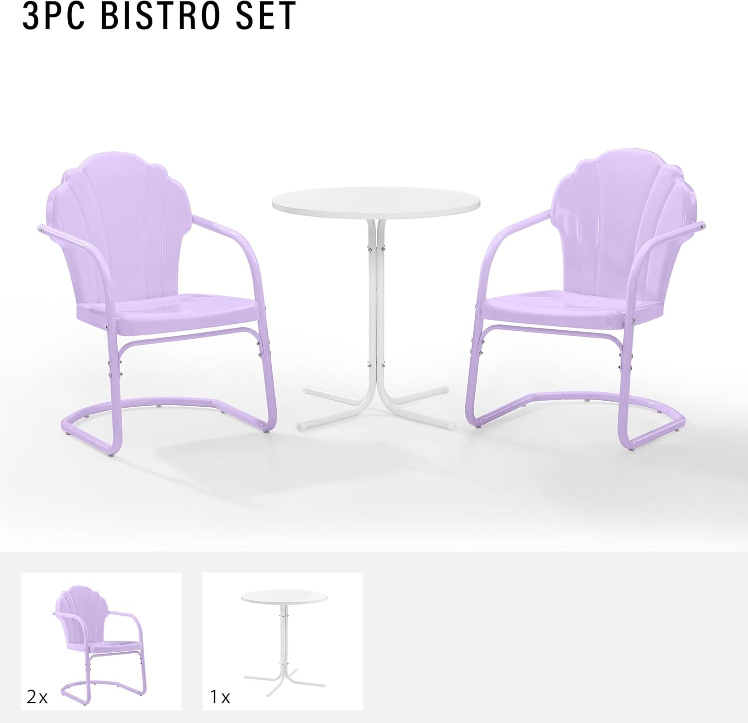 Crosley Tulip 3 Piece Retro Outdoor Bistro Set in Lavender