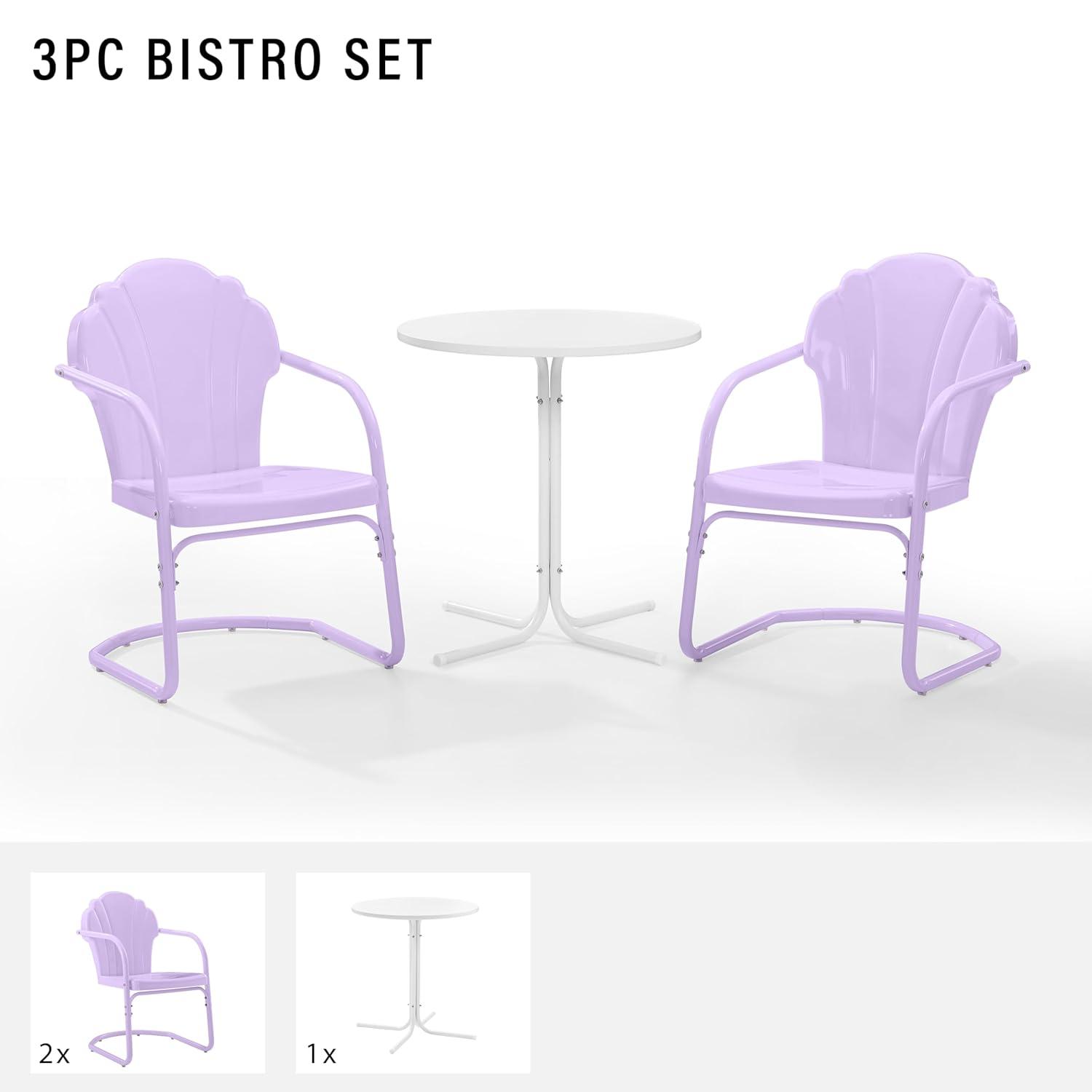 Crosley Tulip 3 Piece Retro Outdoor Bistro Set in Lavender