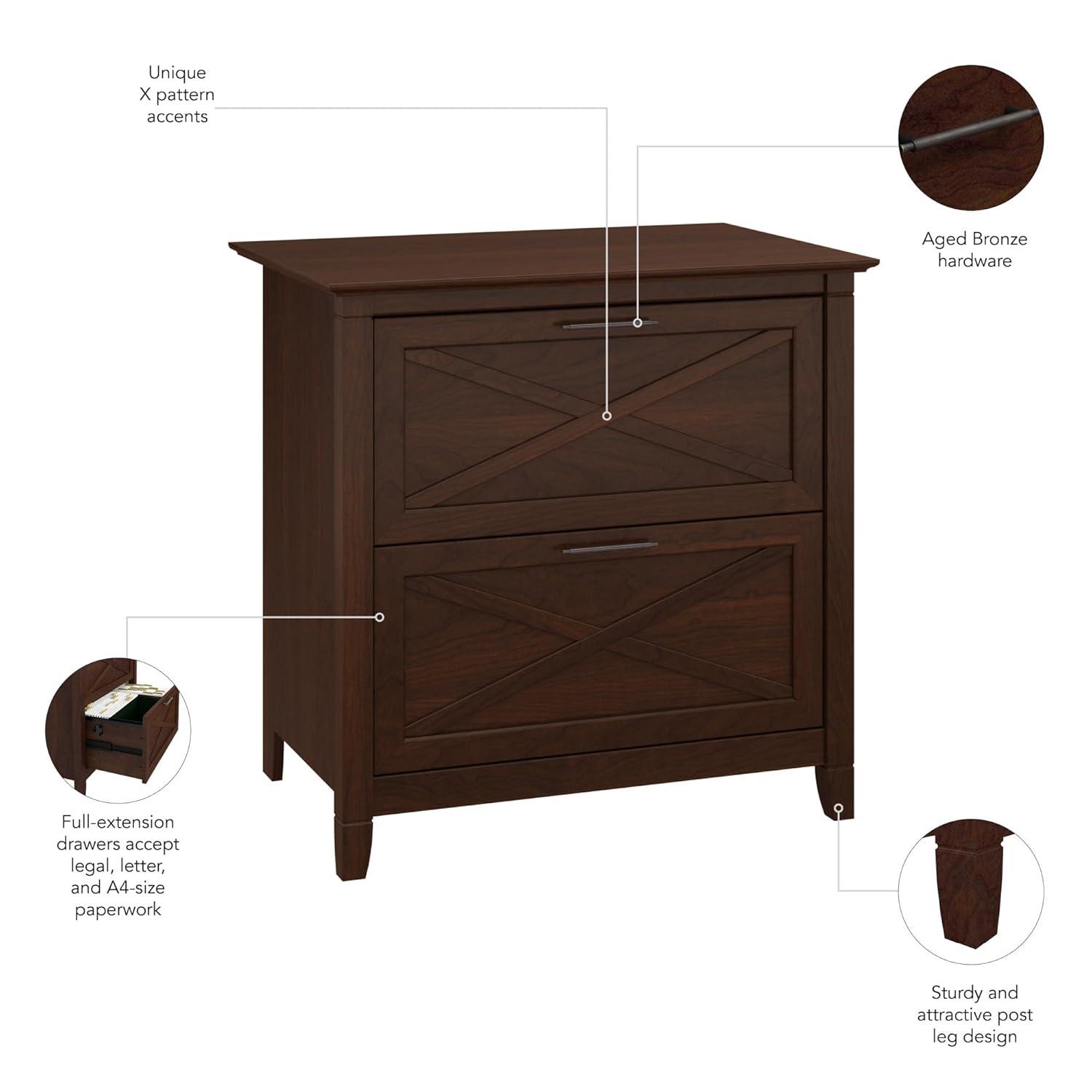 2 Drawer Key West File Cabinet Bing Cherry - Bush Furniture: Wood Composite, MDF Frame, 30"H x 30"W