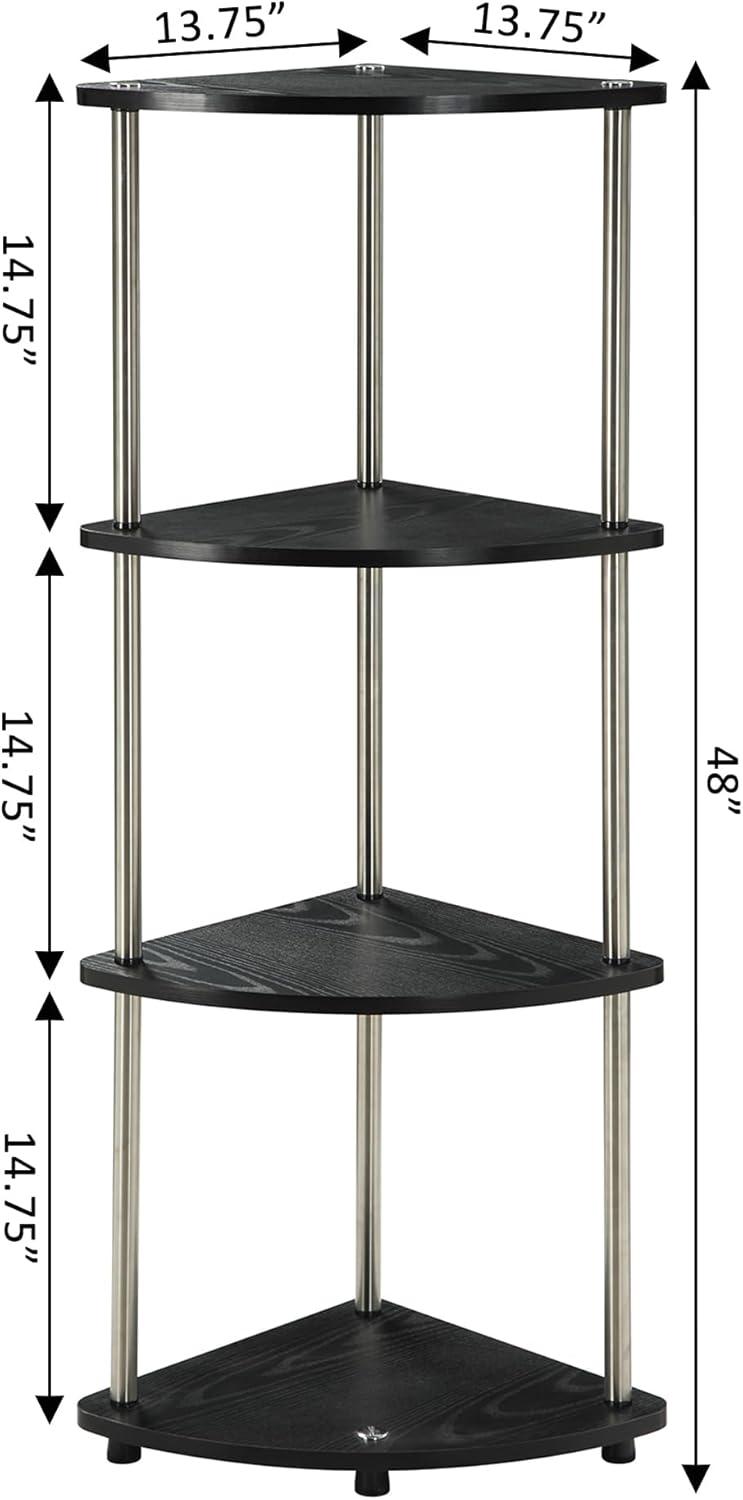 Convenience Concepts Designs2Go 4-Tier Corner Shelf in Black Wood Finish