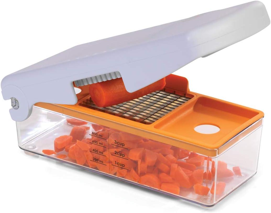 Prepworks Fruit and Vegetable Chopper: Manual Food Chopper, 3 Blades, Dishwasher-Safe, ABS & Stainless Steel, Red/Green/Yellow