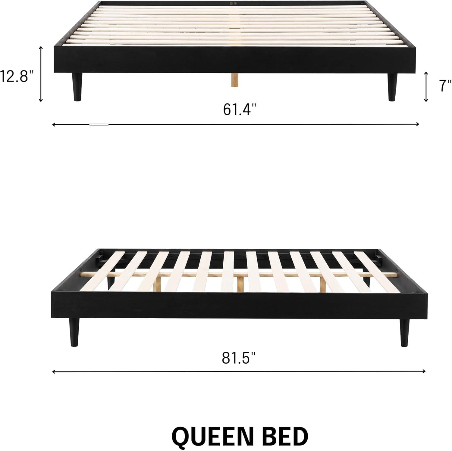 NTC Fly Solid Wood Bed Frame without Headboard and Silent Slats, 1000 lbs Capacity Bed Frame