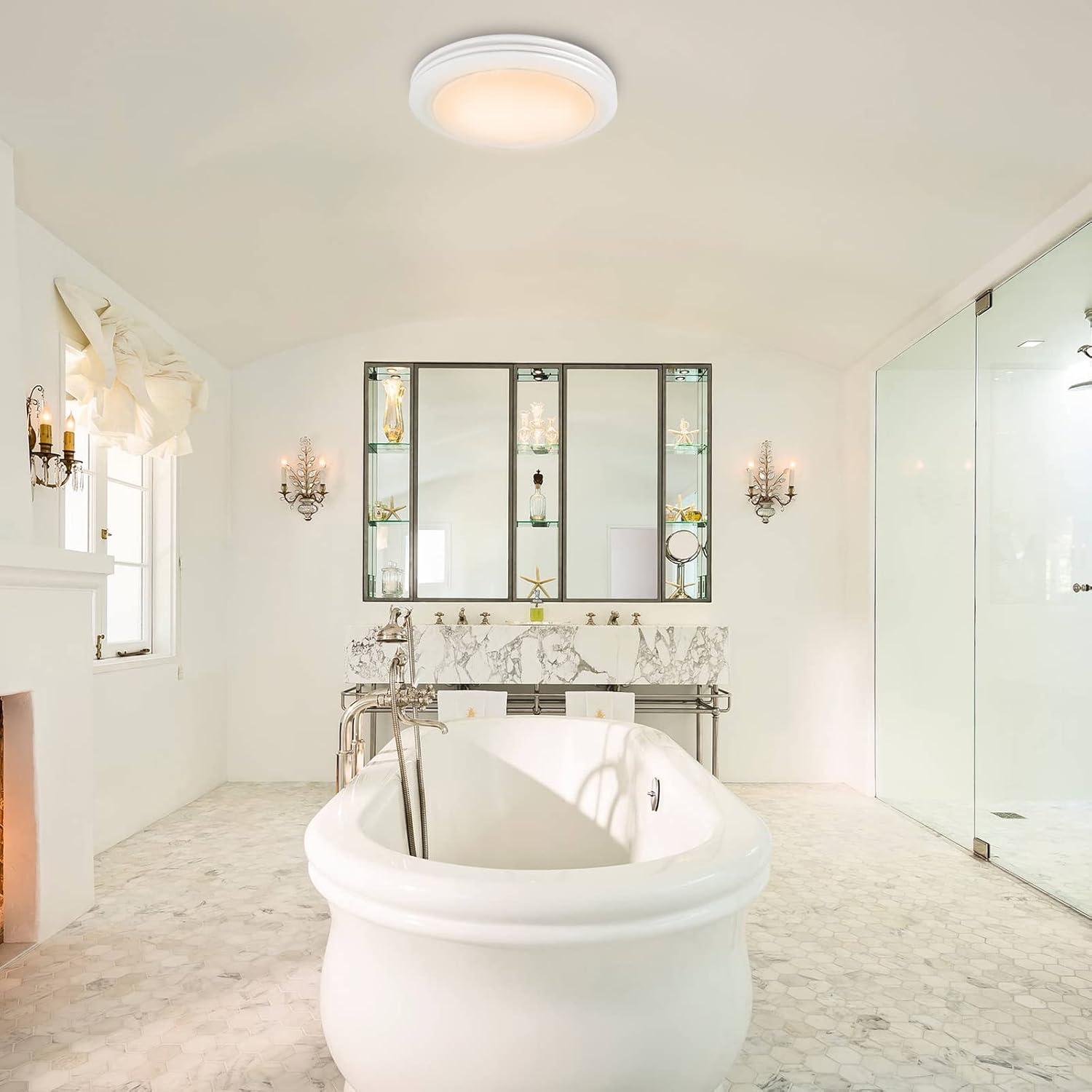80 CFM Bathroom Fan with LED Light Round Ceiling Exhaust Ventilation Fan