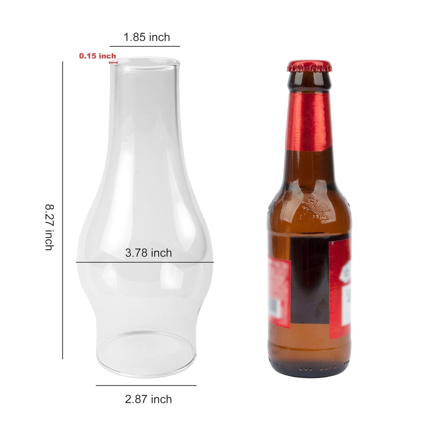 Oil Lamp Chimney Hurricane Lamp Glass Replacement Clear 3 Inch Base for Kerosene Lamp Shade(Flat Style 1P)