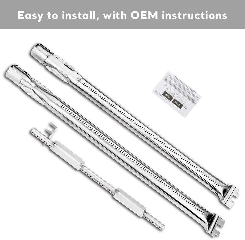 Uniflasy 69785 18 Inch Grill Burner for Weber Spirit I & II 200 Series Spirit E-210 E-220 Spirit S-210, S-220 Gas Grills with Up Front Control Tube Pipe 304 Stainless Steel