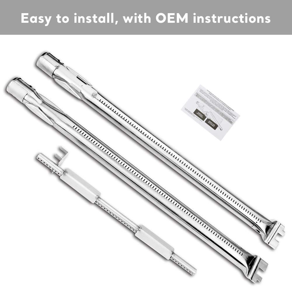 Uniflasy 69785 18 Inch Grill Burner for Weber Spirit I & II 200 Series Spirit E-210 E-220 Spirit S-210, S-220 Gas Grills with Up Front Control Tube Pipe 304 Stainless Steel