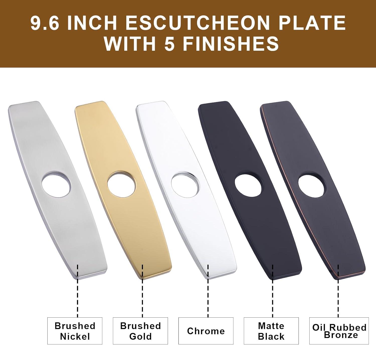 Single Hole Faucet Sink Base Stainless Steel Faucet Decorative Plate Tap Cover Deck Plate Faucet Plate Hole Cover Bathroom Faucet Escutcheon Plate Faucet Deck Plate 10INCH BRUSHED NICKEL