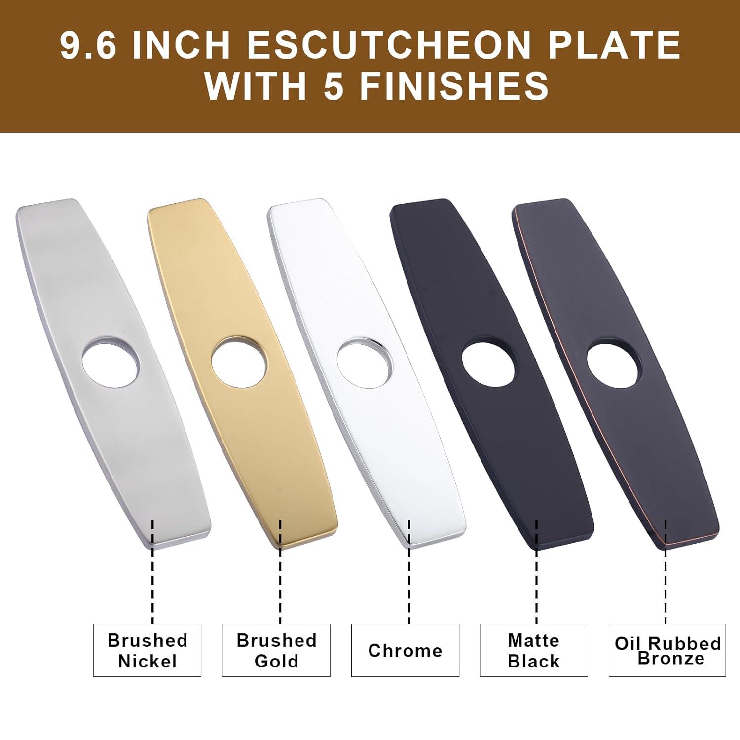 Single Hole Faucet Sink Base Stainless Steel Faucet Decorative Plate Tap Cover Deck Plate Faucet Plate Hole Cover Bathroom Faucet Escutcheon Plate Faucet Deck Plate 10INCH BRUSHED NICKEL