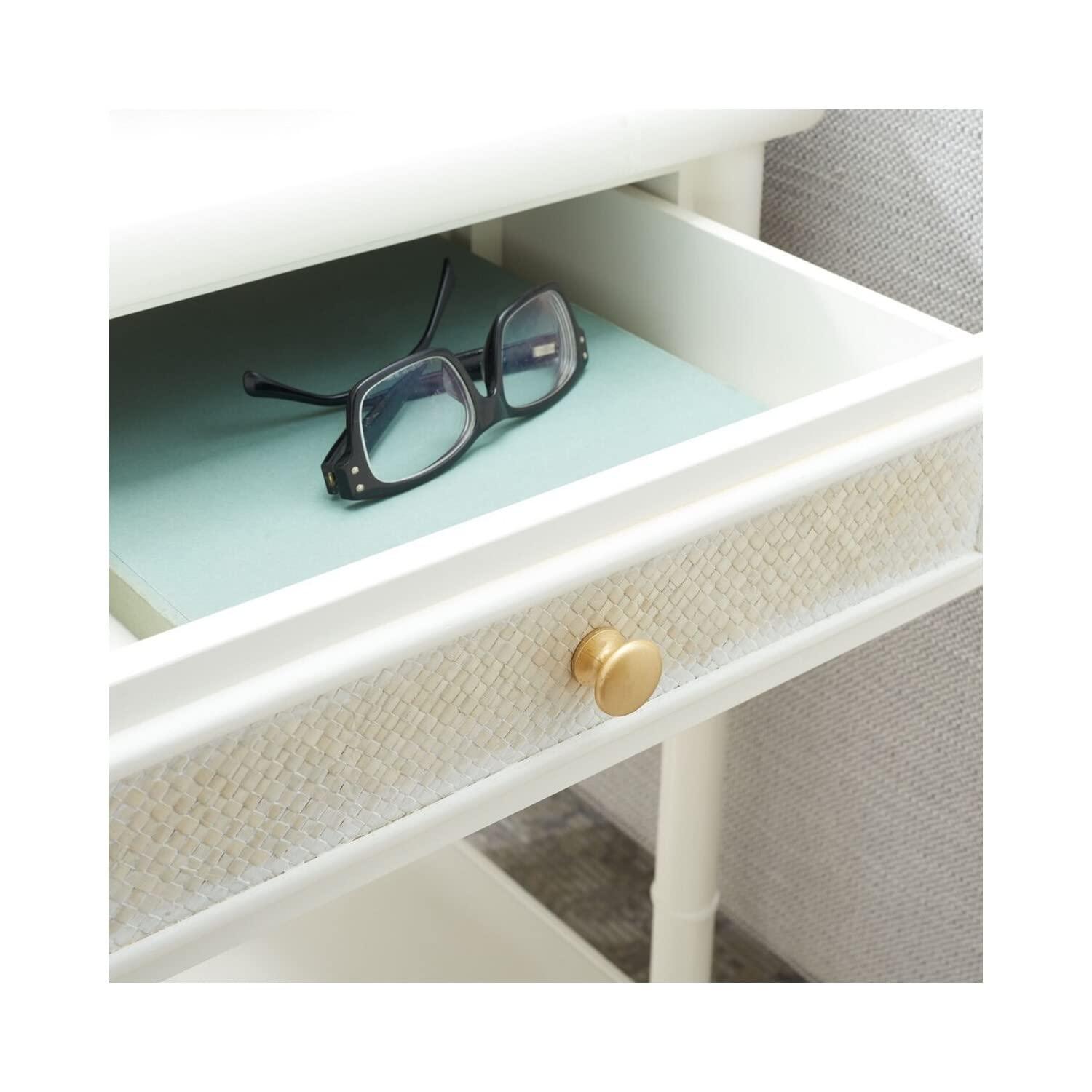 Ahab 2 Drawer 1 Shelf Accent Table - White/Gold - Safavieh