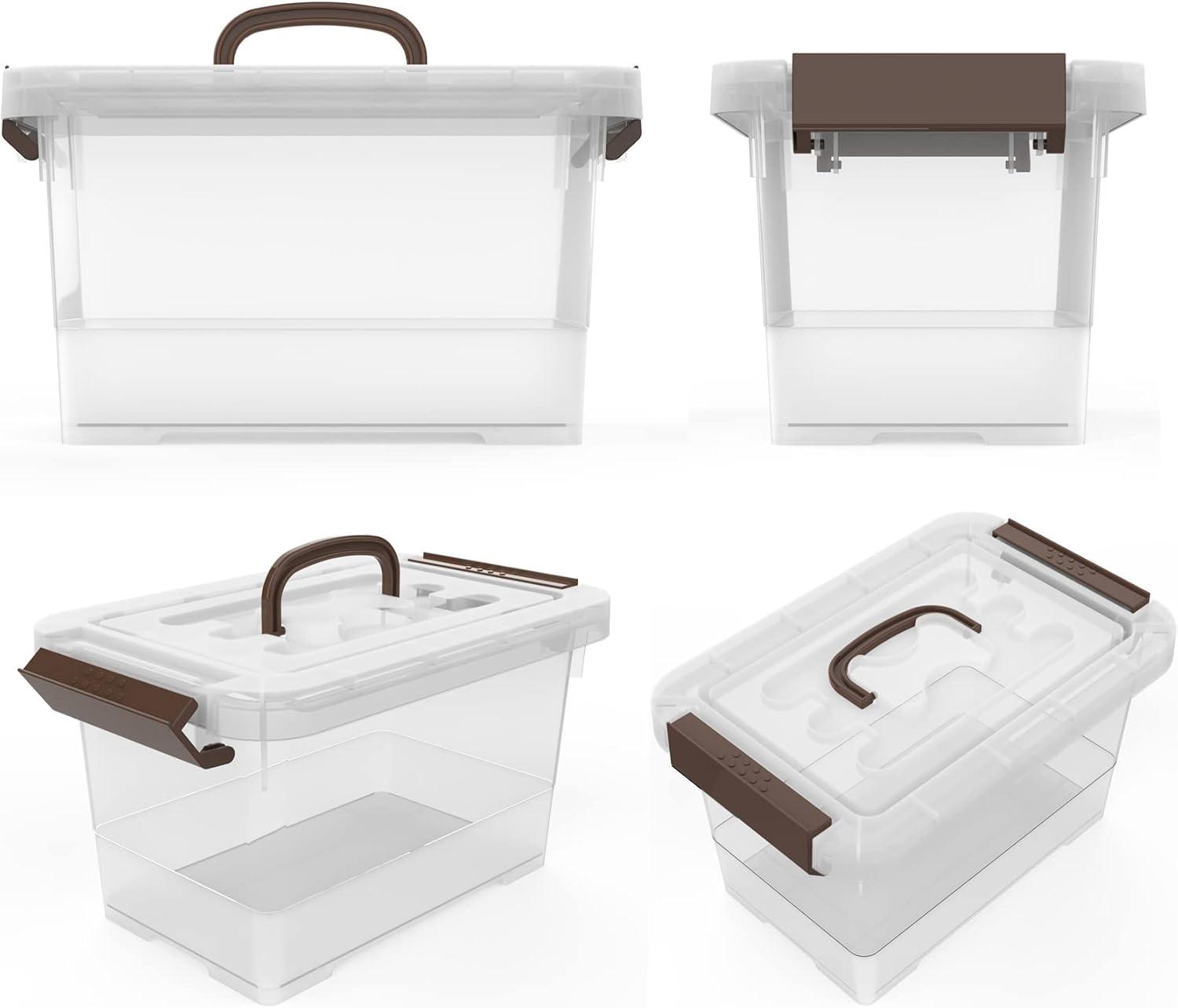 Clear Stackable Plastic Storage Boxes with Lids, 6-Pack, 5 Liters