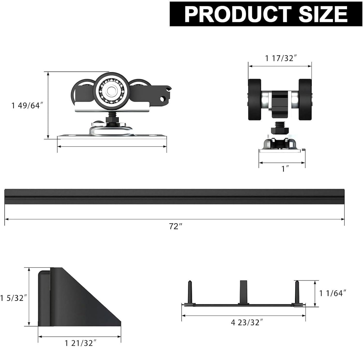 72 in. Black Aluminum Sliding Bypass Track and Hardware Set for 2 Door System