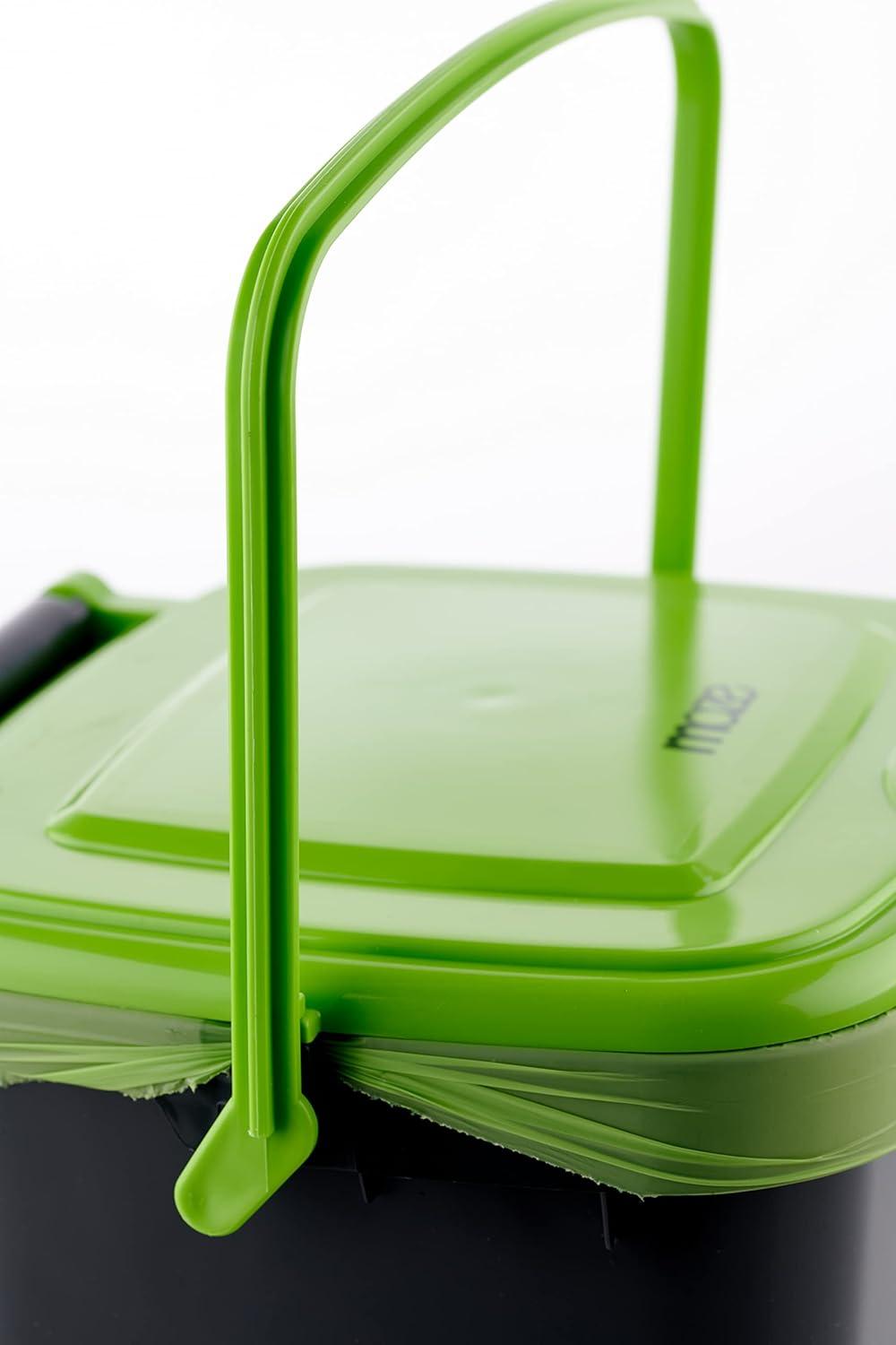 Compact Gray Plastic Kitchen Compost Bin with Lockable Lid