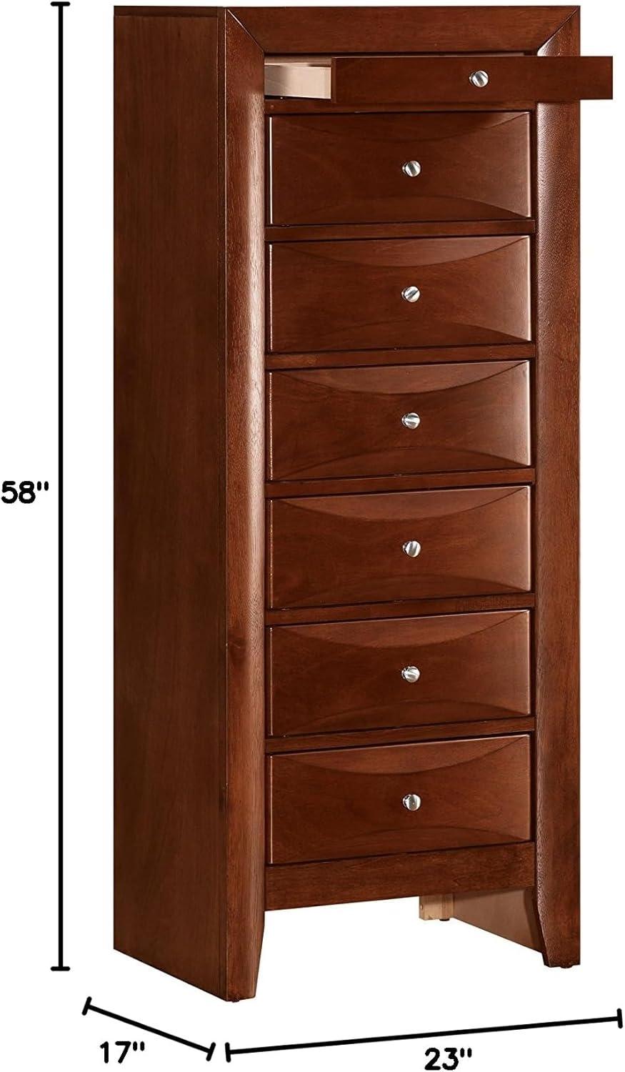 Glory Furniture Marilla 7 Drawer Lingerie Chest in Cherry