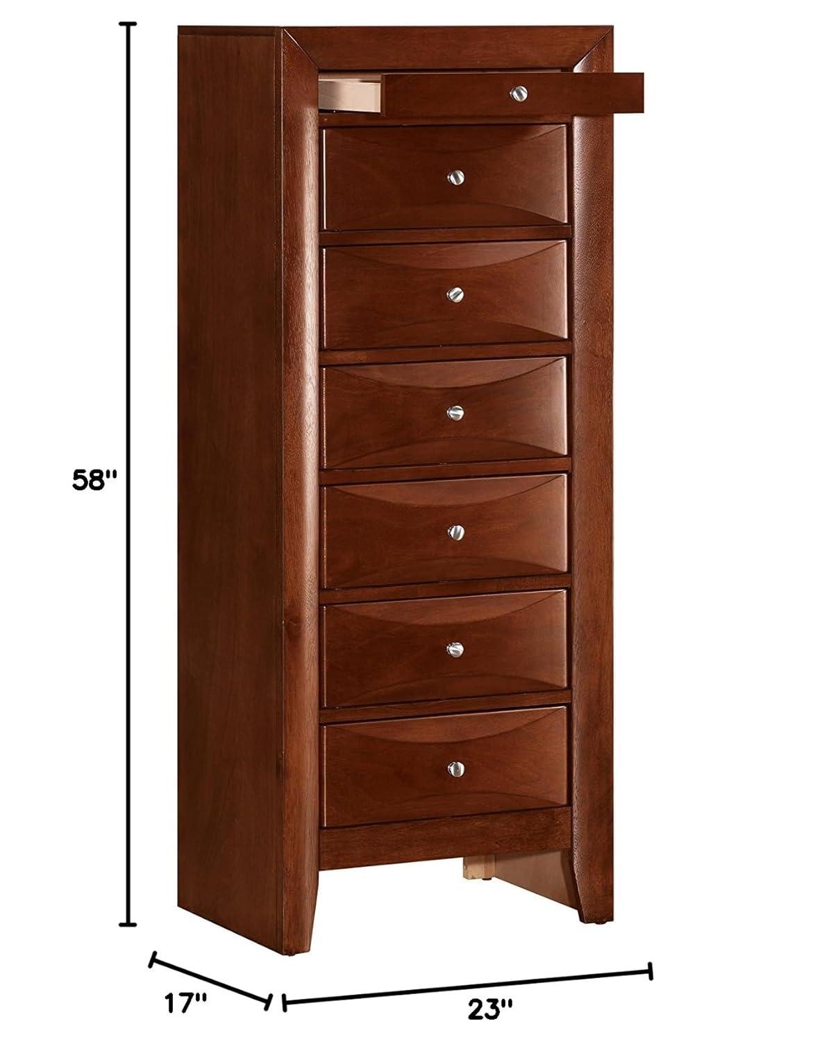 Glory Furniture Marilla 7 Drawer Lingerie Chest in Cherry