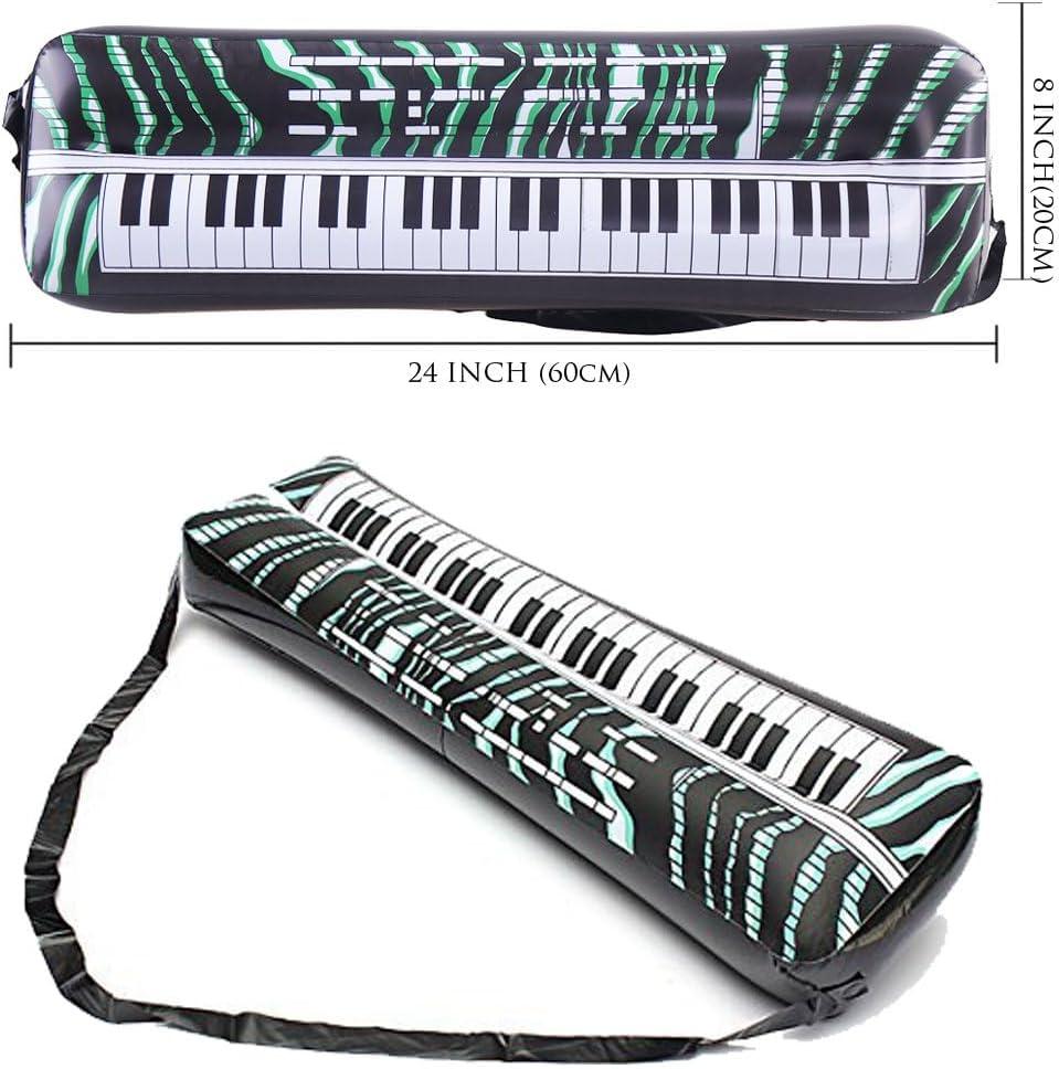 OuMuaMua Inflatable Rock Star Toy Set, 18 Pack Inflatable Party Props - 4 Inflatable Guitar, 6 Microphones, 6 Shutter Shading Glasses, 1 Saxophone and 1 Inflatable Keyboard Piano Inflatable Rock Toys