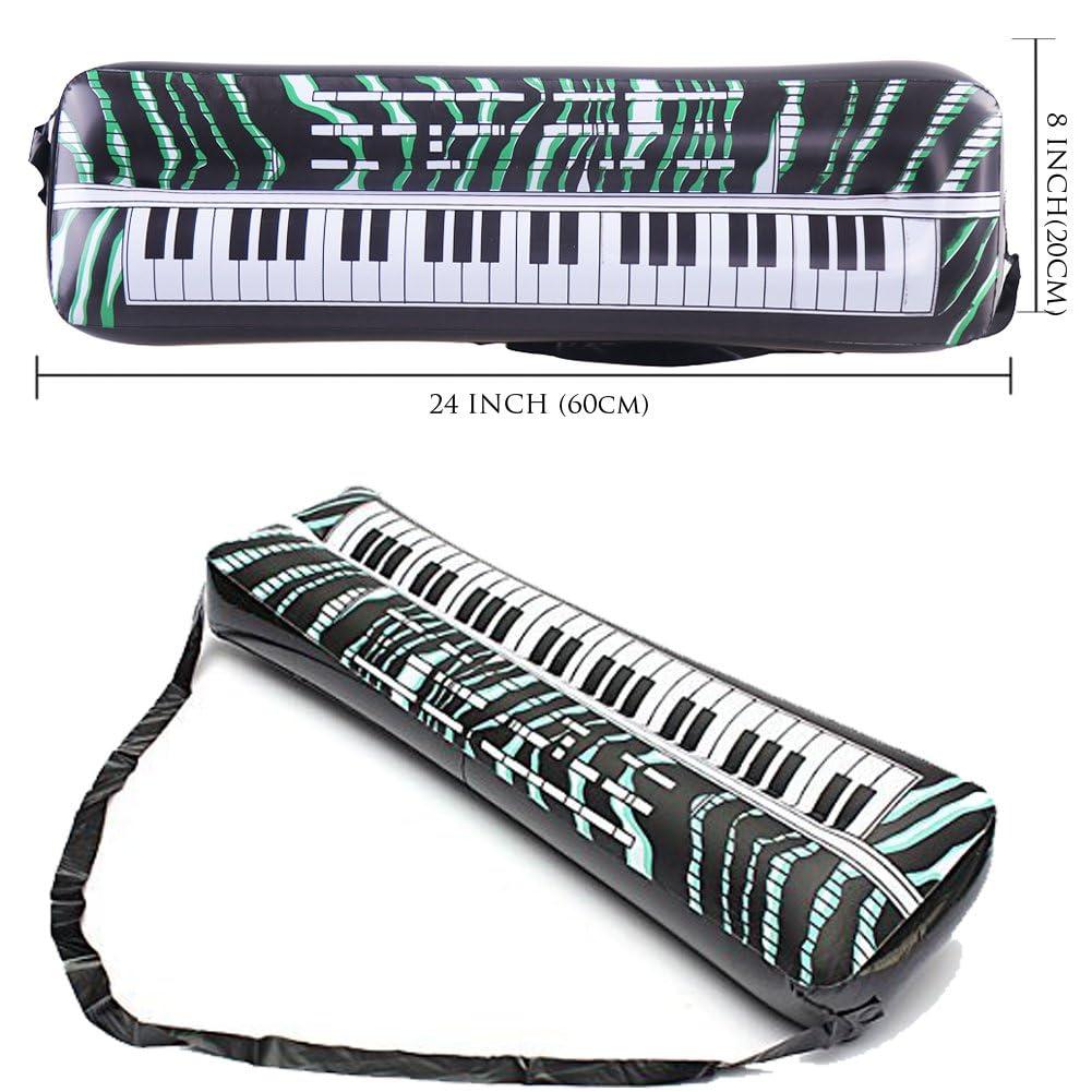 OuMuaMua Inflatable Rock Star Toy Set, 18 Pack Inflatable Party Props - 4 Inflatable Guitar, 6 Microphones, 6 Shutter Shading Glasses, 1 Saxophone and 1 Inflatable Keyboard Piano Inflatable Rock Toys