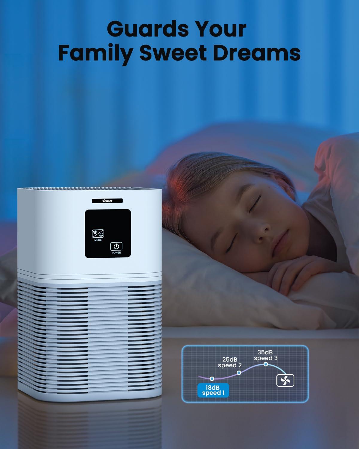 Air Purifiers For Home, HEPA Air Purifiers For Large Room Up To 600 Sq.Ft, H13 True HEPA Air Filter With Fragrance Sponge 6 Timers Quiet Air Cleaner For Pet Dander Wildfire