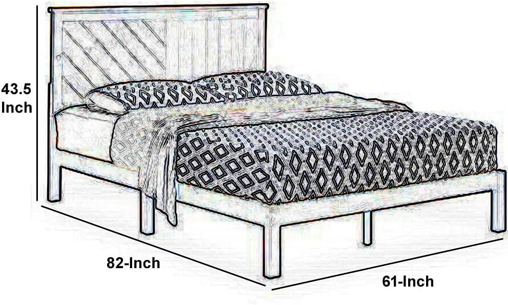 MUSEHOMEINC Solid Wood Platform Bed with Headboard for Bedroom,Wood Slat Support & No Box Spring Needed, Unique Style Design,Queen