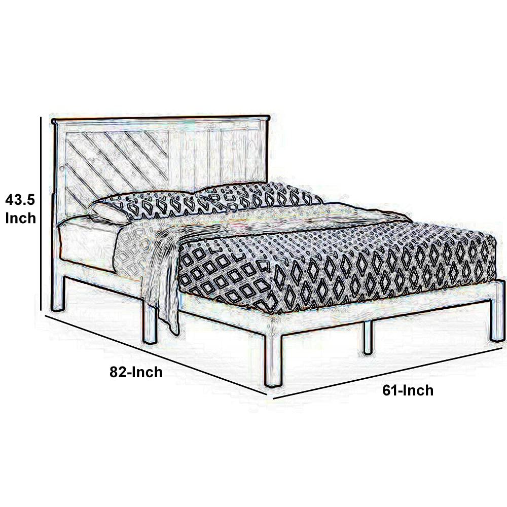 MUSEHOMEINC Solid Wood Platform Bed with Headboard for Bedroom,Wood Slat Support & No Box Spring Needed, Unique Style Design,Queen