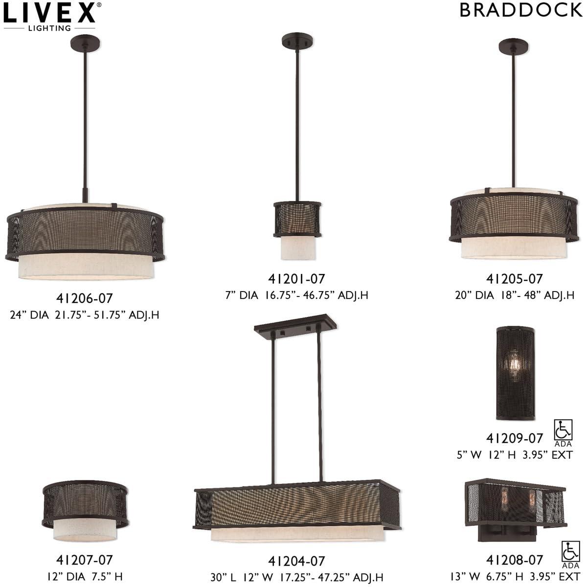 Livex Lighting Braddock 1 - Light Flush Mount in  Bronze