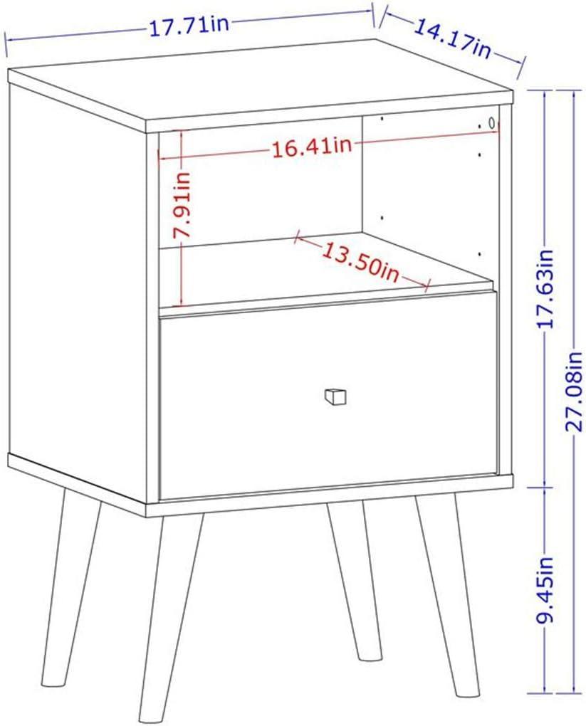 Liberty 1.0 Mid Century Modern Nightstand Rustic Brown/Aqua Blue - Manhattan Comfort
