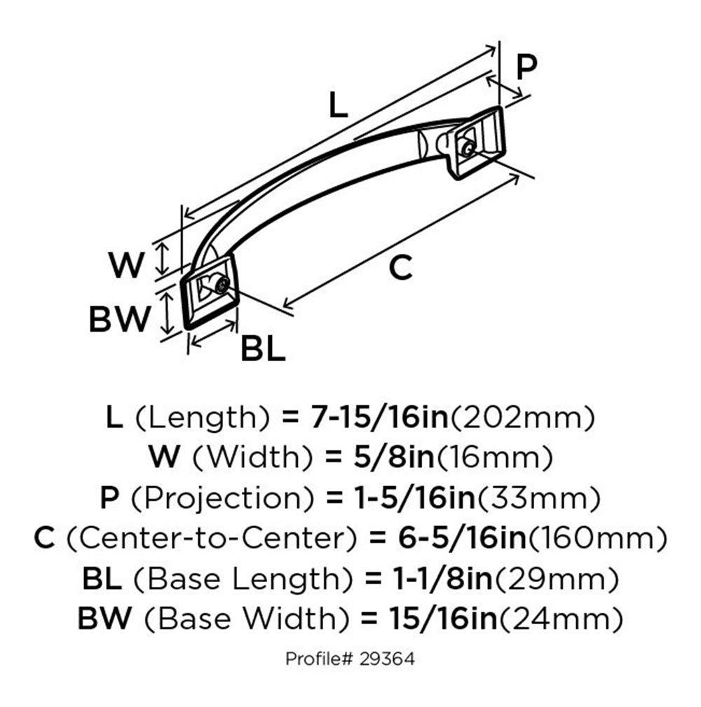 Amerock Candler 6-5/16 inch (160mm) Center-to-Center Polished Nickel Cabinet Pull