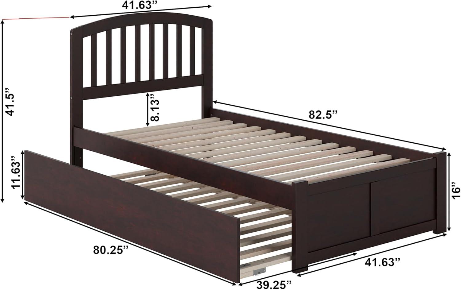 Richmond Twin Extra Long Bed with Footboard and Twin Extra Long Trundle in Espresso