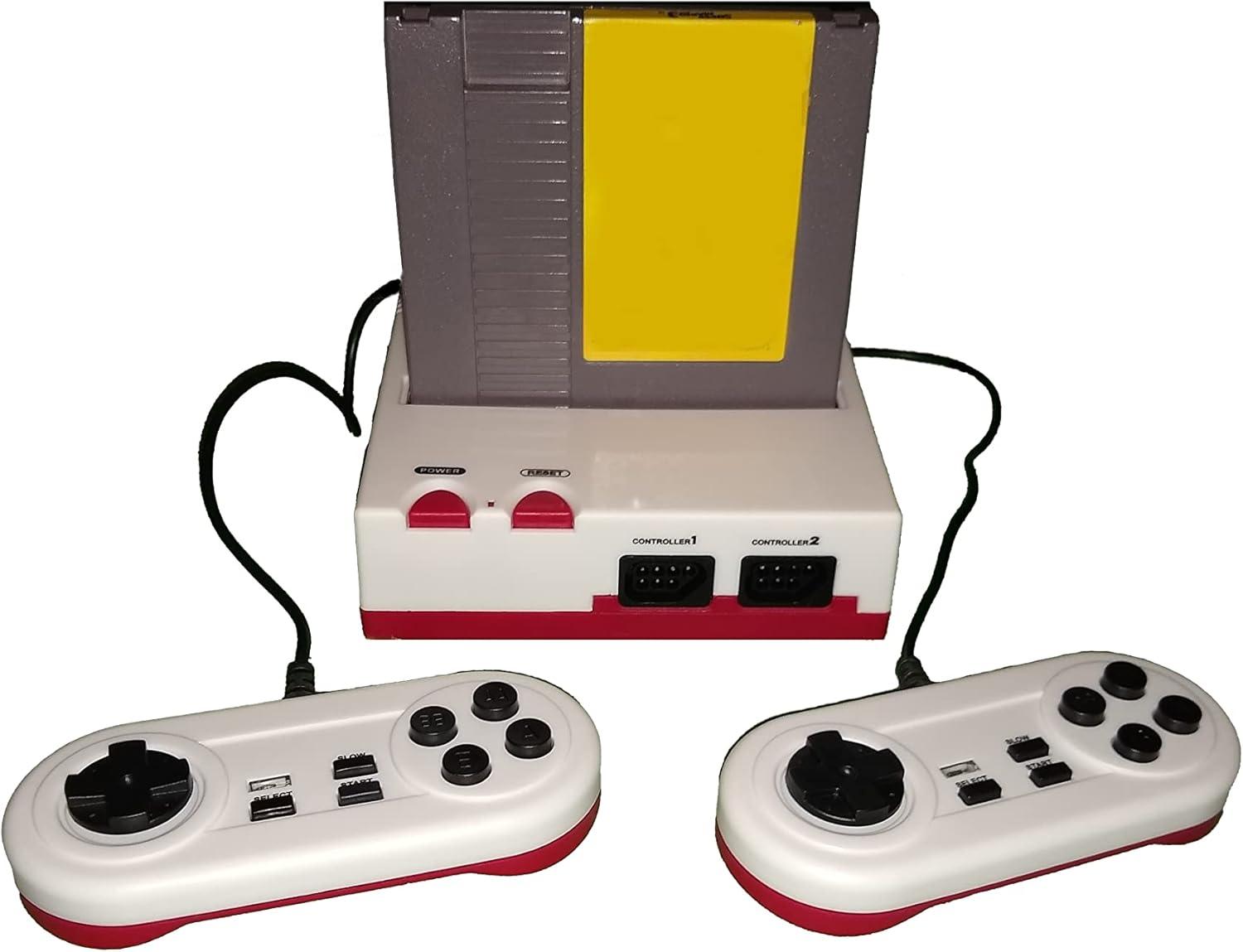 Retro Red and White 8-Bit Video Game Console with Controllers