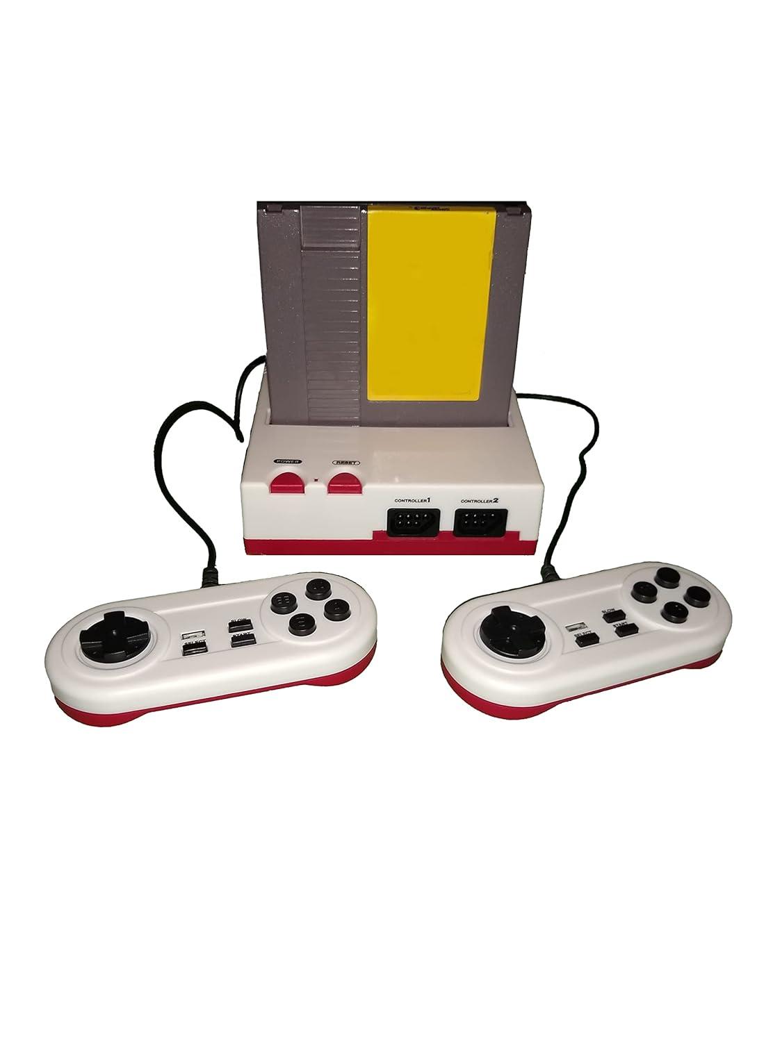 Retro Red and White 8-Bit Video Game Console with Controllers