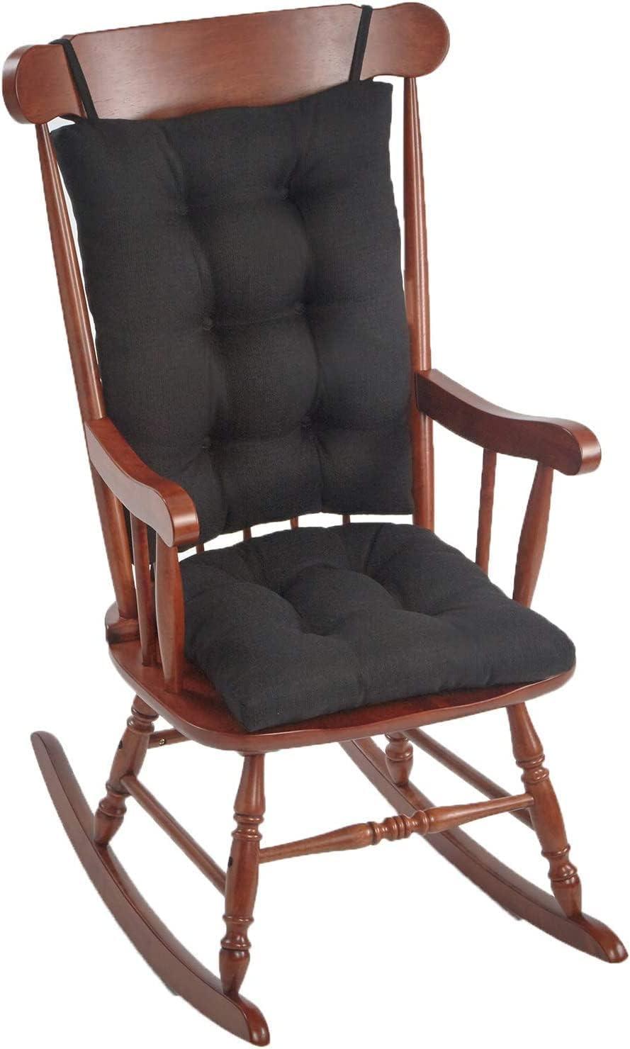 Klear Vu Gripper Non-Slip Omega 2-Piece Rocking Chair Cushion Set, Black
