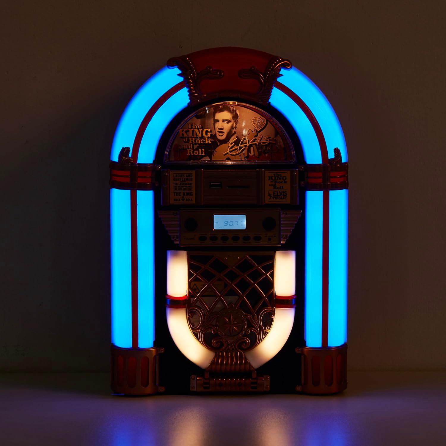 Arkrocket Audio ArkrocketxElvis Presley Mini Jukebox / Tabletop CD Player / Bluetooth Speaker (Black/Gold)