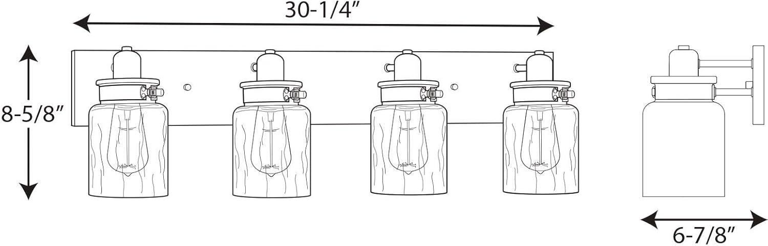 Progress Lighting Calhoun 4-Light Bath Vanity, Brushed Nickel, Clear Glass Shade