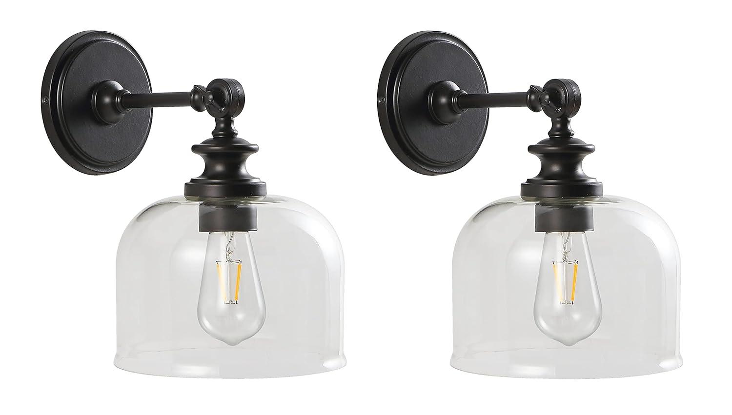 Neri 8" Wall Sconce (Set of 2) - SCN4065 - Oil Rub Bronze/Clear - Safavieh