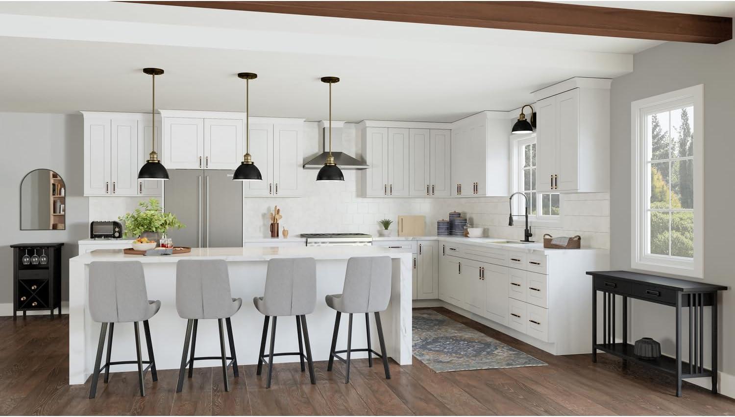 Design House 561514 Brookings Unassembled Shaker Sink Base Kitchen Cabinet 48x34.5x24, White