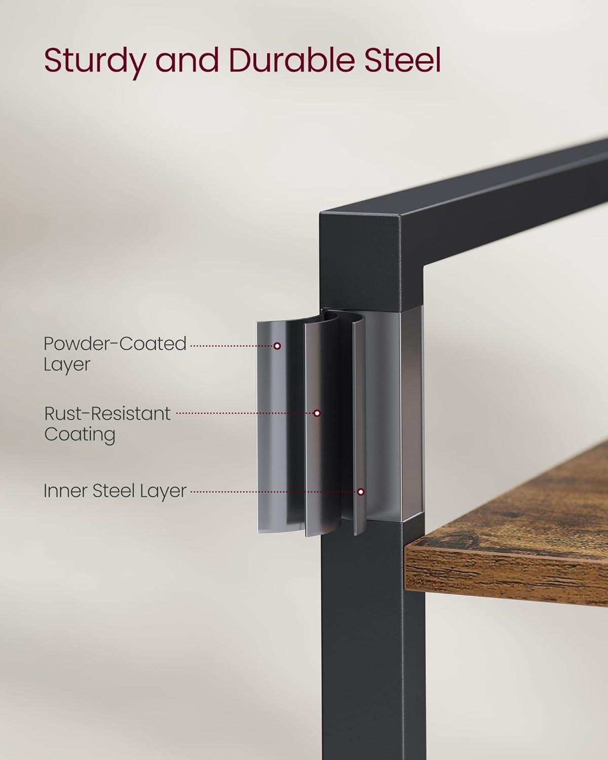 VASAGLE 6-Tier Bookshelf, Bookcase with Steel Frame, Book Shelf for Living Room, Home Office, Study, 11.8 x 31.5 x 73.2 Inches, Industrial Style, Rustic Brown and Ink Black ULLS082B01