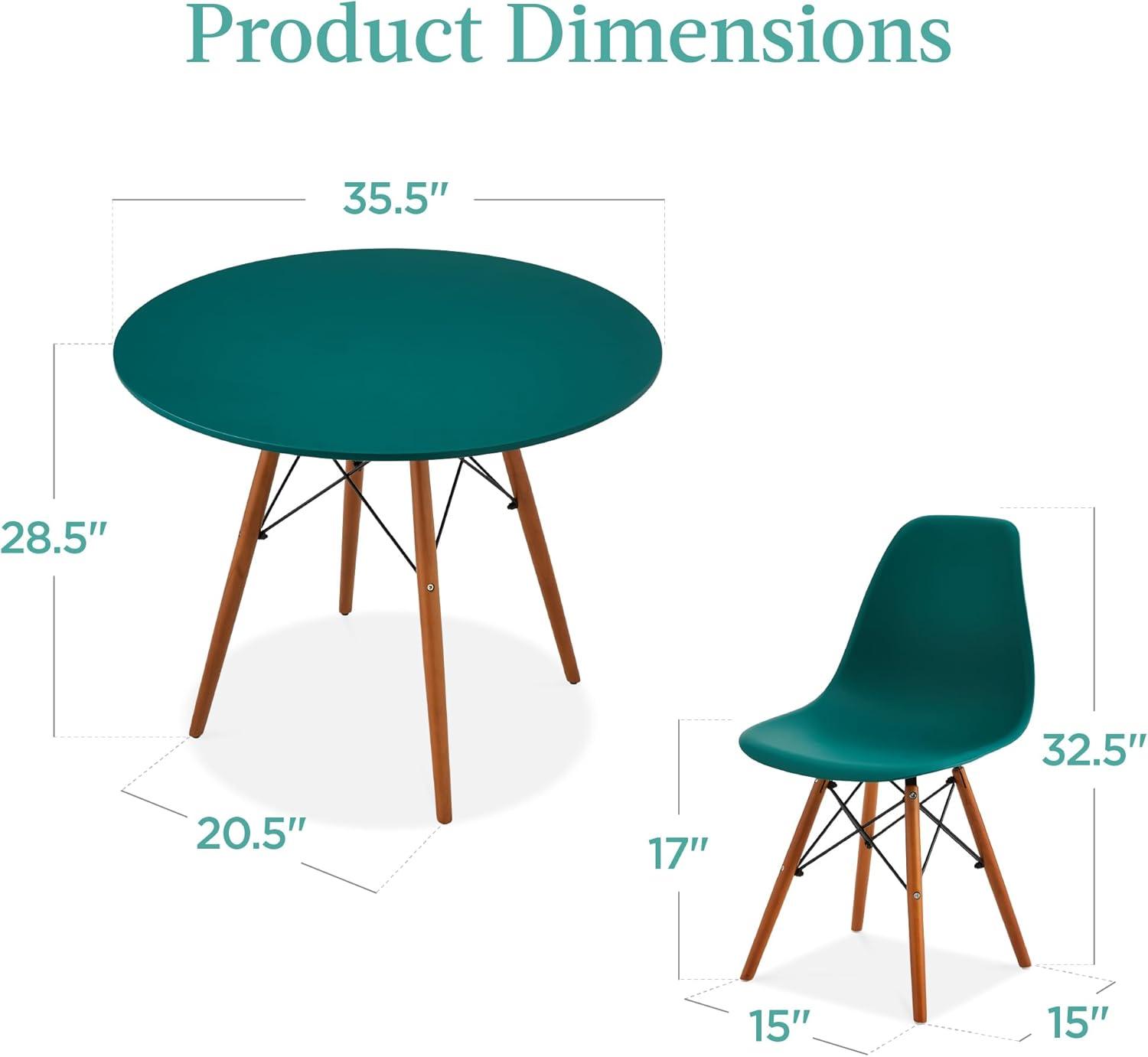 Best Choice Products 5-Piece Compact Mid-Century Modern Dining Set w/ 4 Chairs, Wooden Legs - Dark Green/Walnut