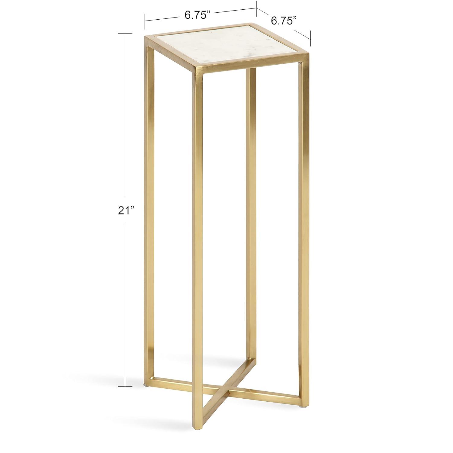 Kate and Laurel Jaspur Square Metal Drink Table, 7x7x21, Gold and White